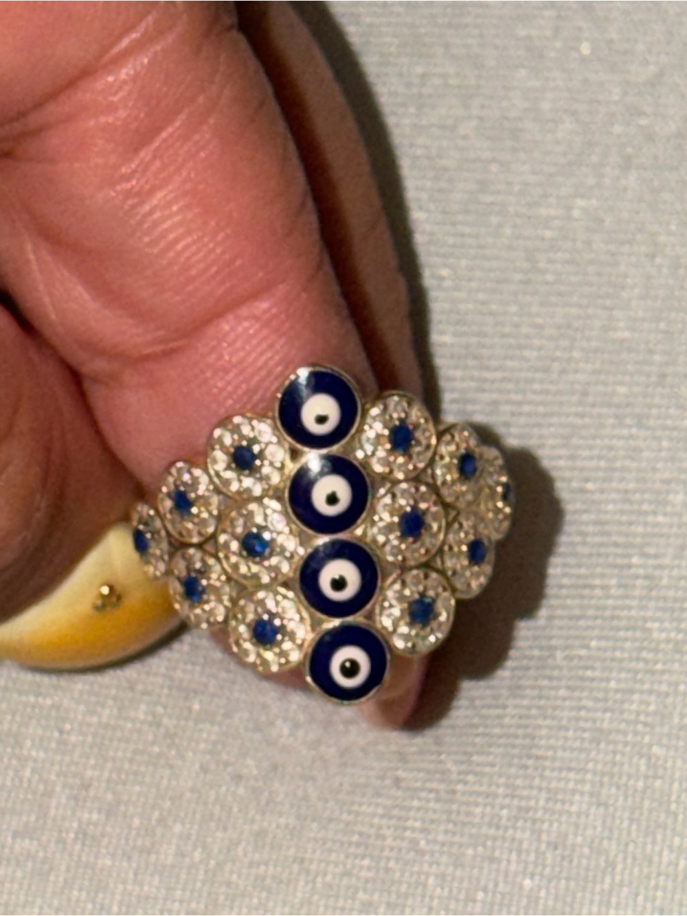 Evil Eye Cluster Ring in Blue and Gold 14k.